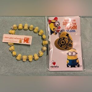 Universal Yellow Minions Bracelet and Gold Minion Pin